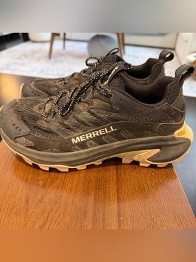 Merrell Moab Speed 2 Women’s Hiking Shoes Black Vibram Trail Sneakers Size 7.5